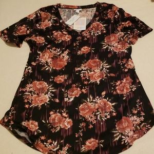Lularoe Iris Tee Black Floral